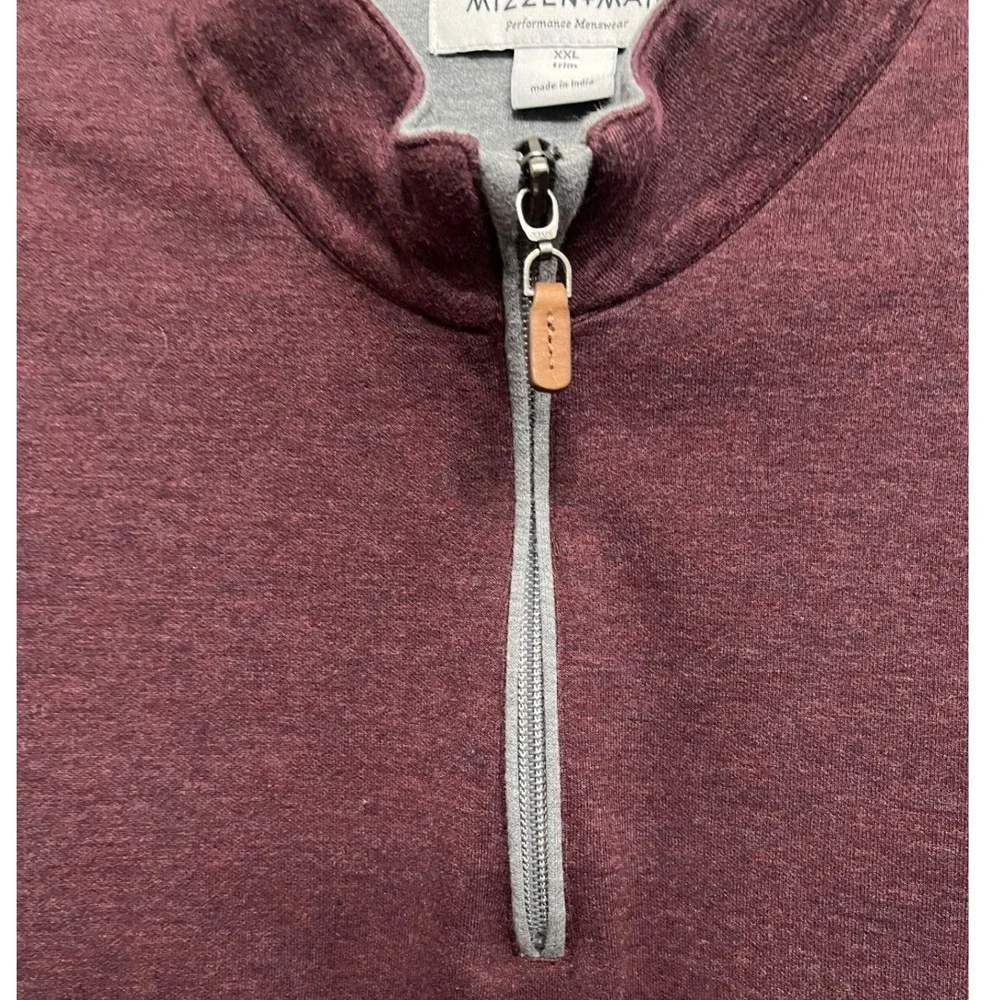 Mizzen+Main Performance Menswear Wine‎ Heather Quarter Zip Long Sleeve Shirt XXL